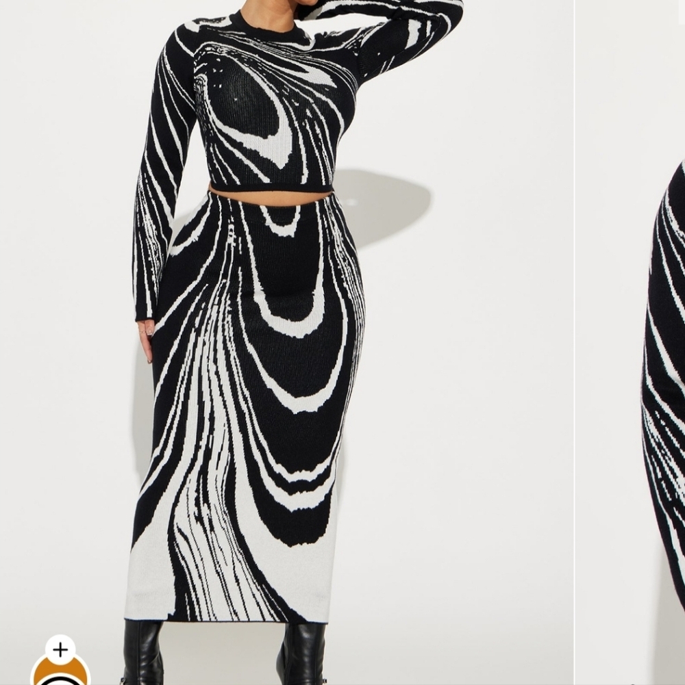 Maya Black and White Abstract Skirt Set